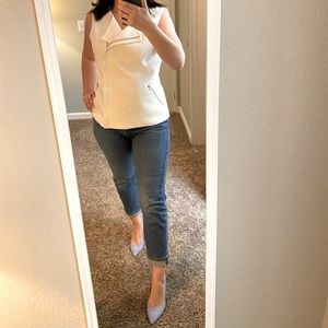 BCBG MAXAZRIA White Vest Blazer Top L